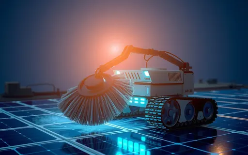 روبوت تنظيف الألواح الشمسية (تصميم وتنفيذ): الابتكار في صناعة الطاقة المتجددة